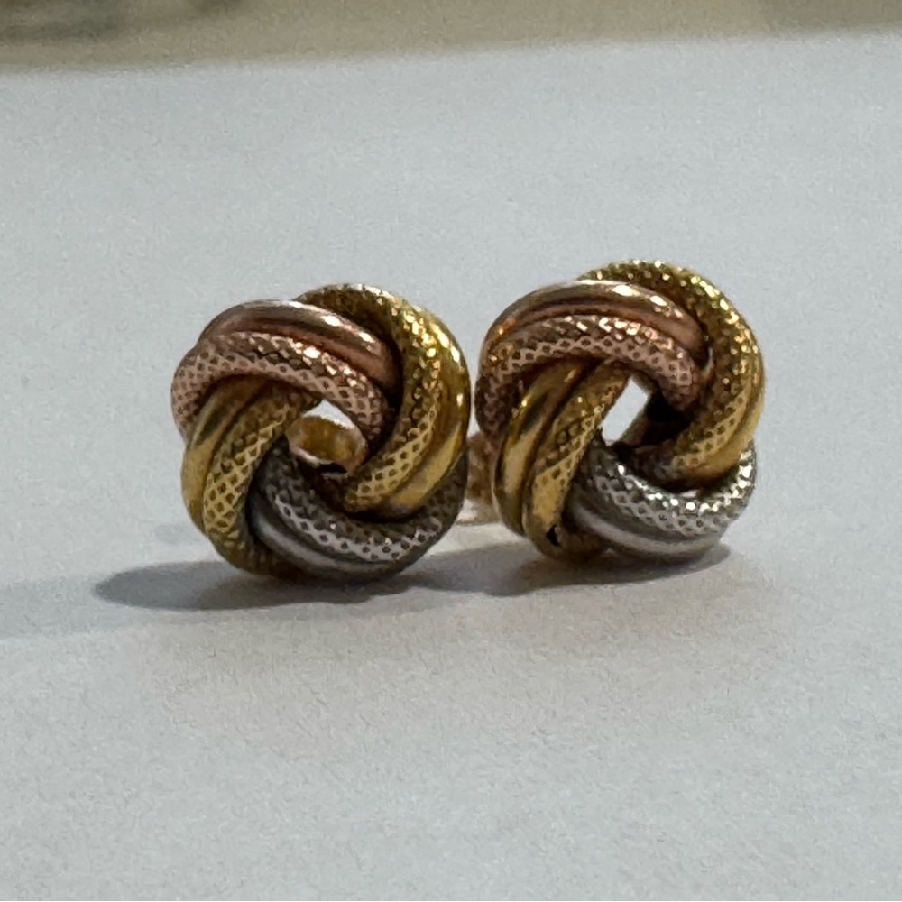 Blue Nike Tri-Color Love Knot Earrings